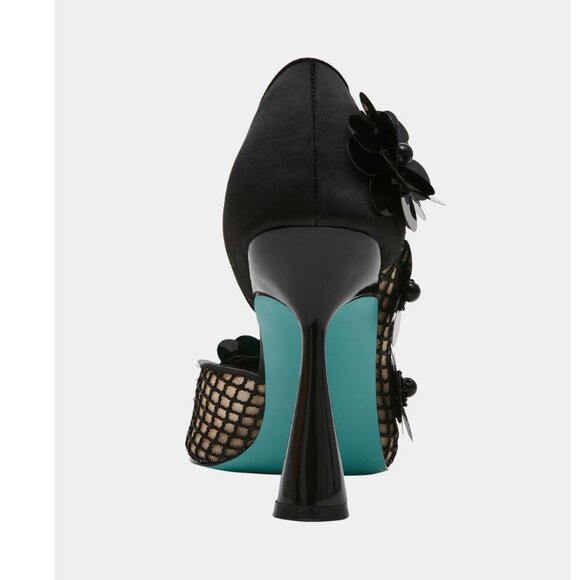 NEW BETSEY JOHNSON Nash Mesh Pumps With Floral Embellishments in black 7253m7 - Picture 11 of 15